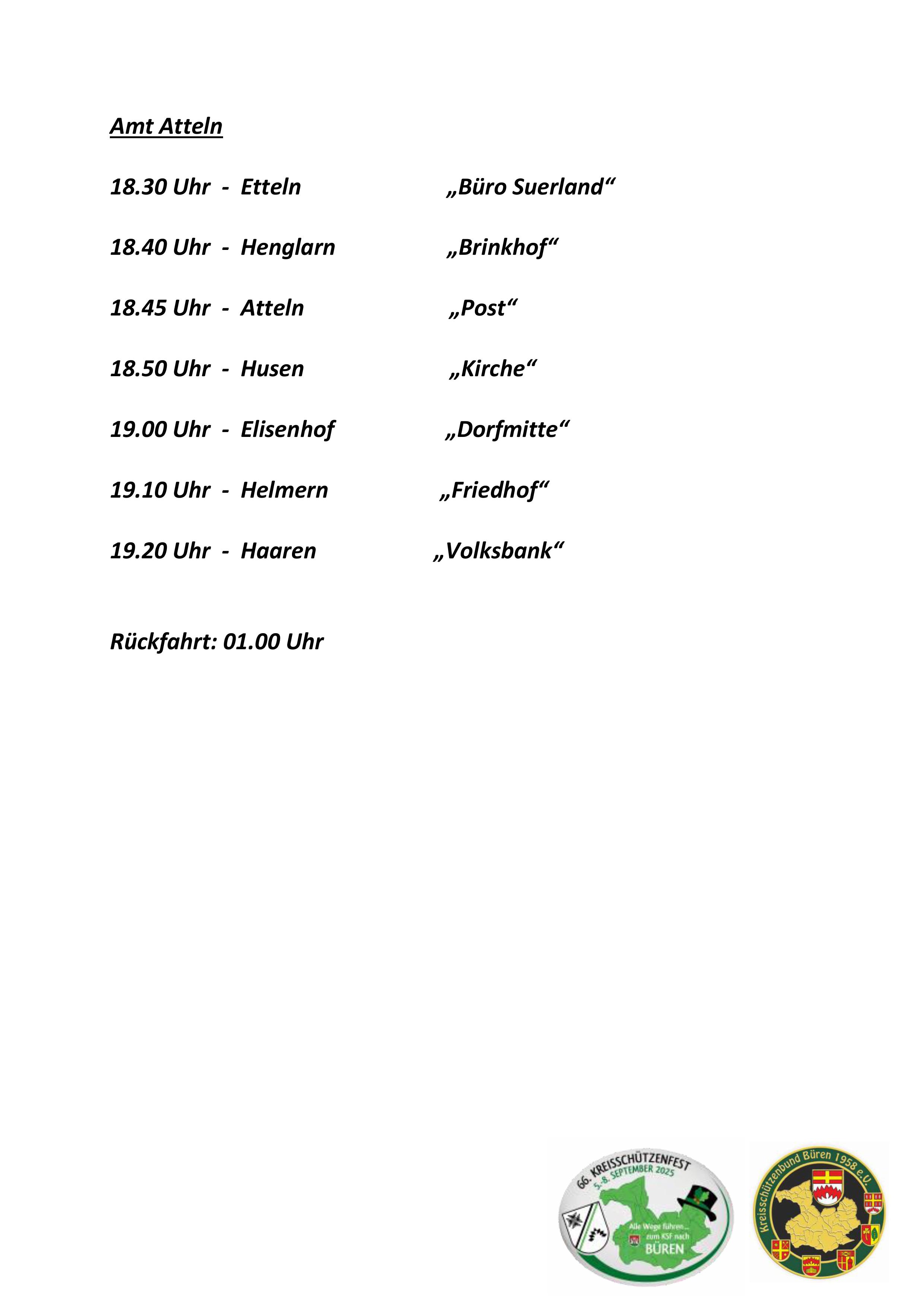 Busfahrplan KSF Disco Büren 2025 4