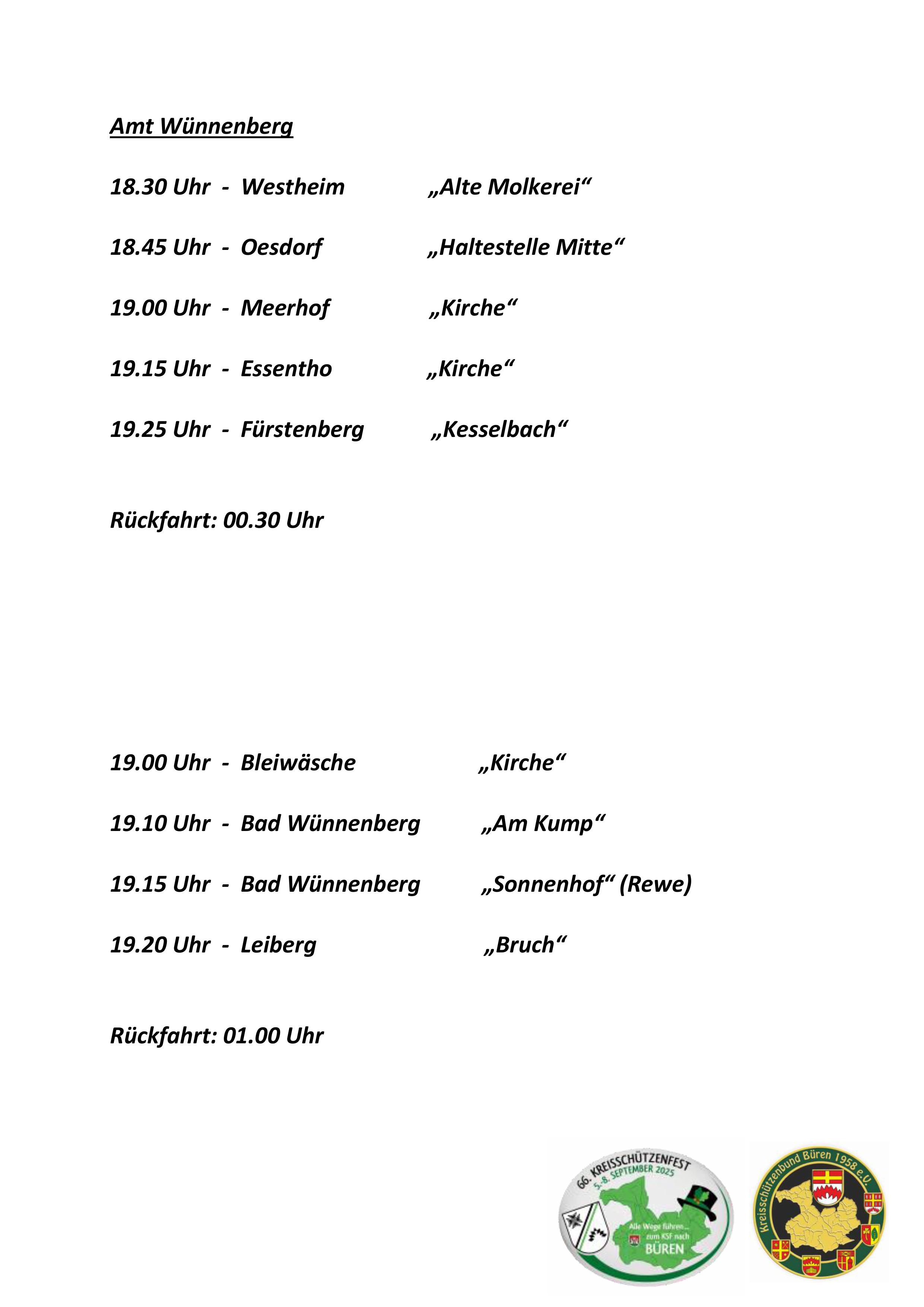 Busfahrplan KSF Disco Büren 2025 5