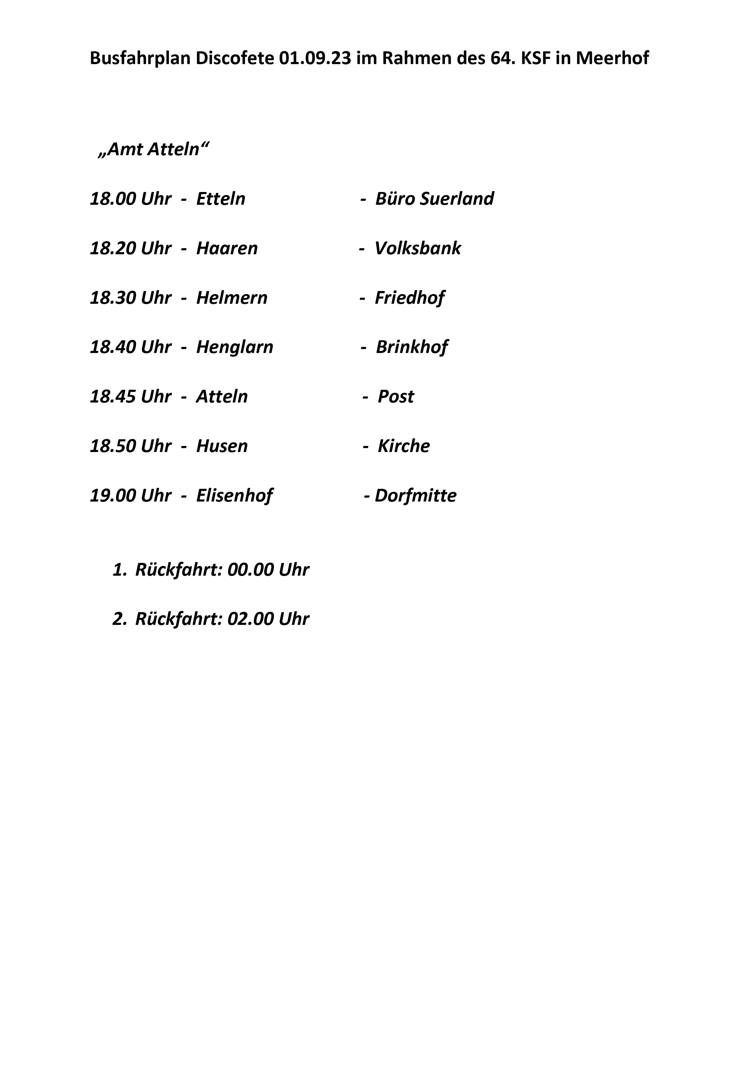 Fahrplan KSF 2023 Amt Atteln